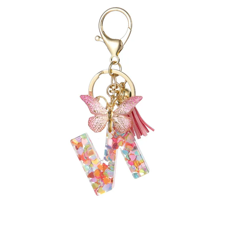 Butterfly Letter Keychain Tassel Design Vibrant Durable Lightweight Gift