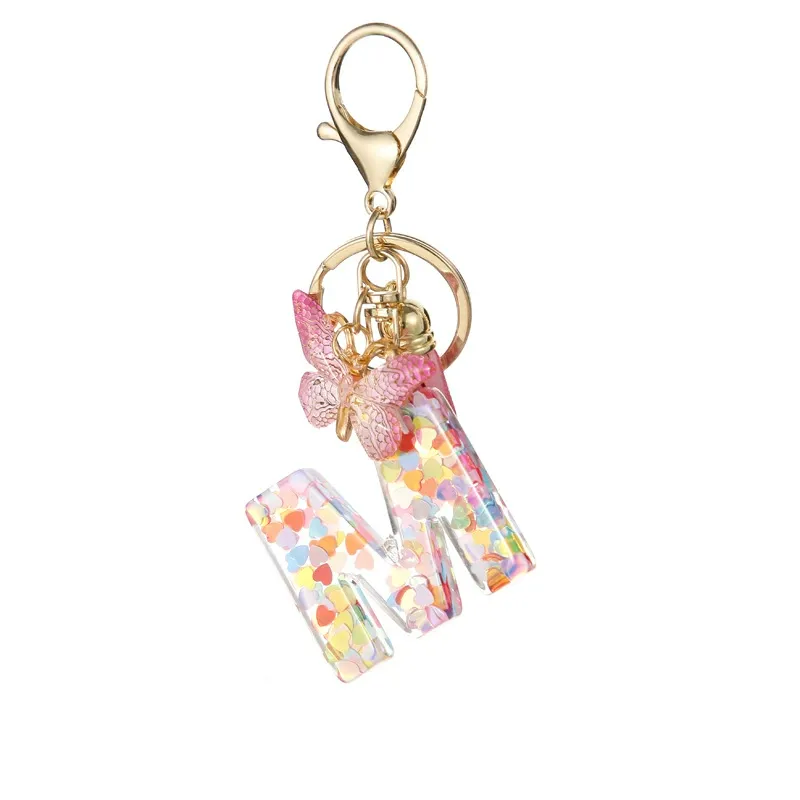 Butterfly Letter Keychain Tassel Design Vibrant Durable Lightweight Gift
