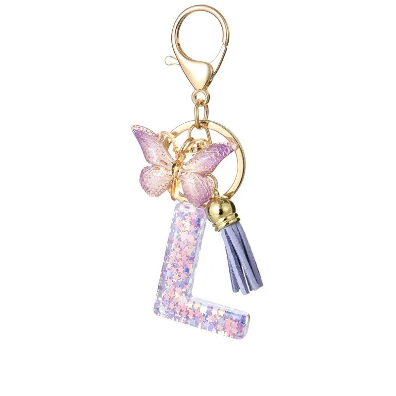 Butterfly Letter Keychain Tassel Design Vibrant Durable Lightweight Gift