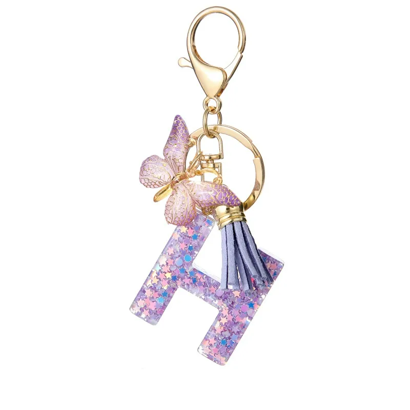 Butterfly Letter Keychain Tassel Design Vibrant Durable Lightweight Gift