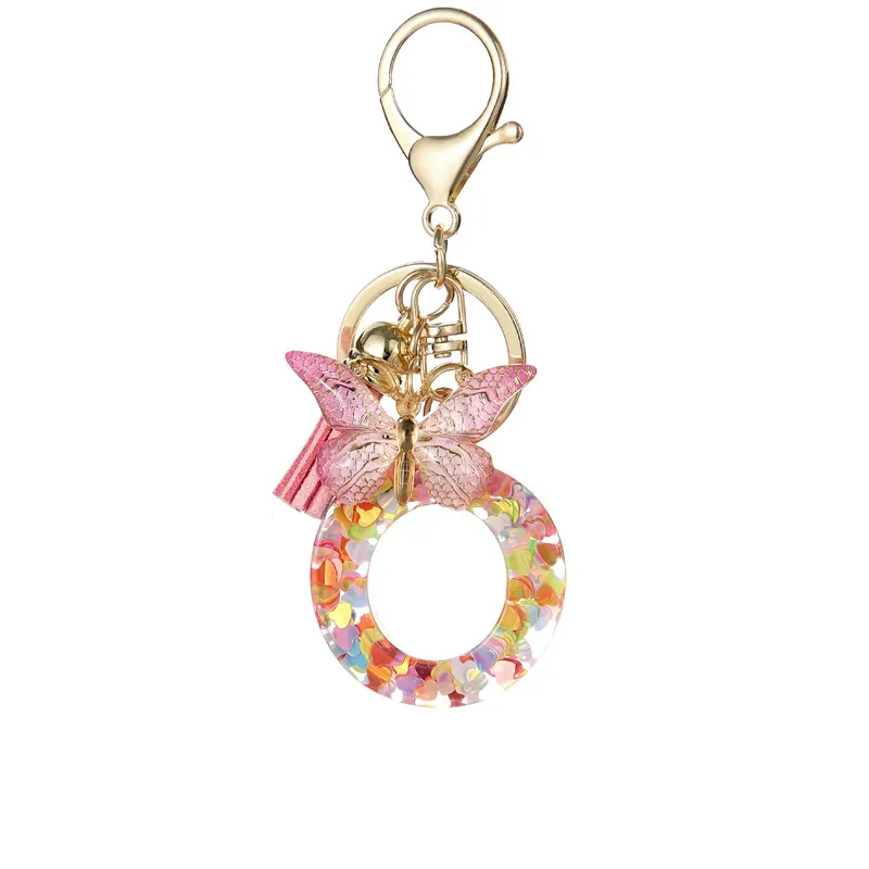 Butterfly Letter Keychain Tassel Design Vibrant Durable Lightweight Gift