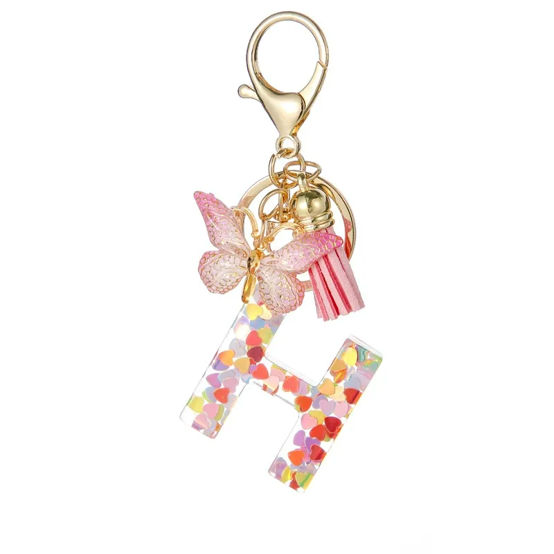 Butterfly Letter Keychain Tassel Design Vibrant Durable Lightweight Gift