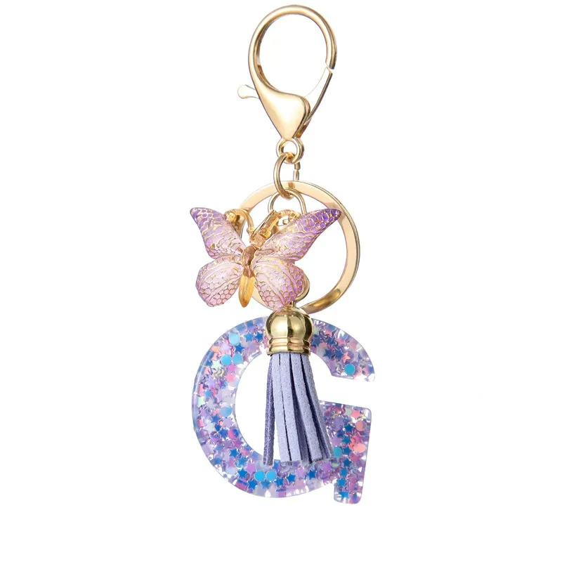 Butterfly Letter Keychain Tassel Design Vibrant Durable Lightweight Gift
