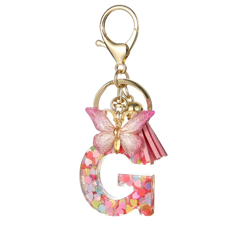 Butterfly Letter Keychain Tassel Design Vibrant Durable Lightweight Gift
