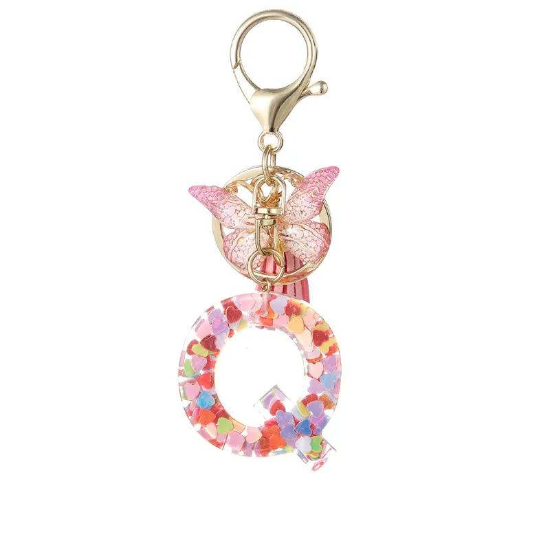 Butterfly Letter Keychain Tassel Design Vibrant Durable Lightweight Gift