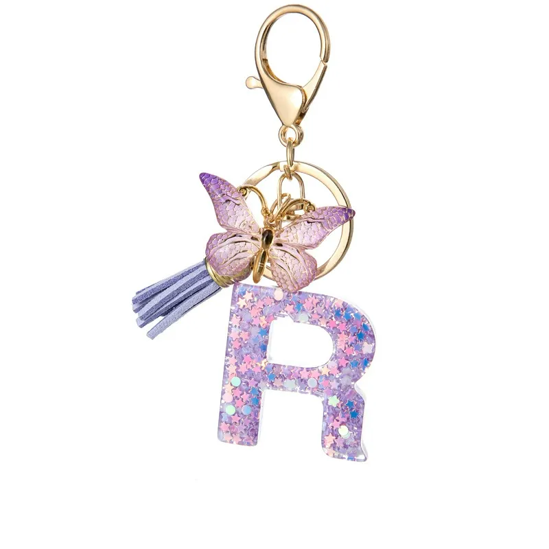 Butterfly Letter Keychain Tassel Design Vibrant Durable Lightweight Gift