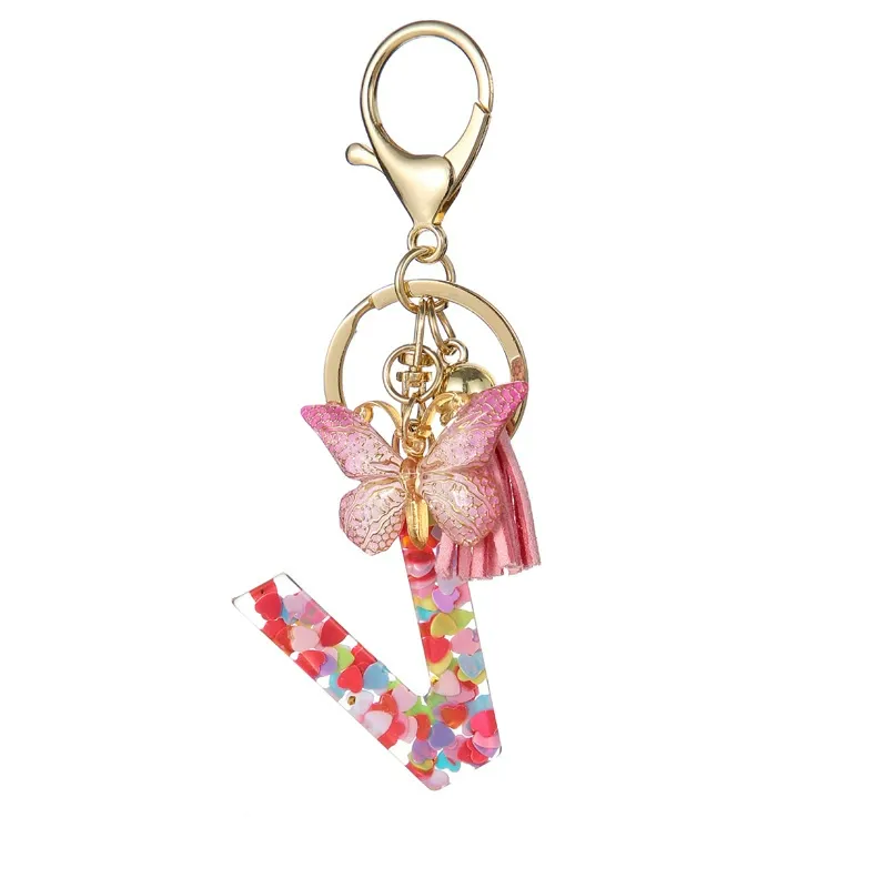 Butterfly Letter Keychain Tassel Design Vibrant Durable Lightweight Gift