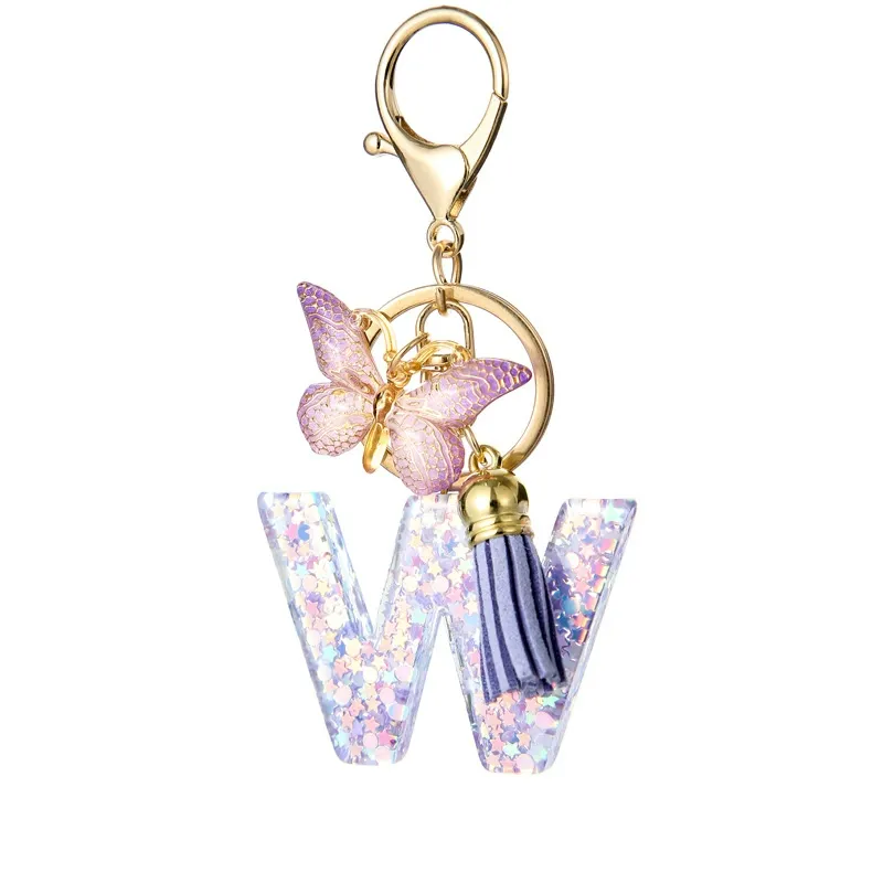 Butterfly Letter Keychain Tassel Design Vibrant Durable Lightweight Gift