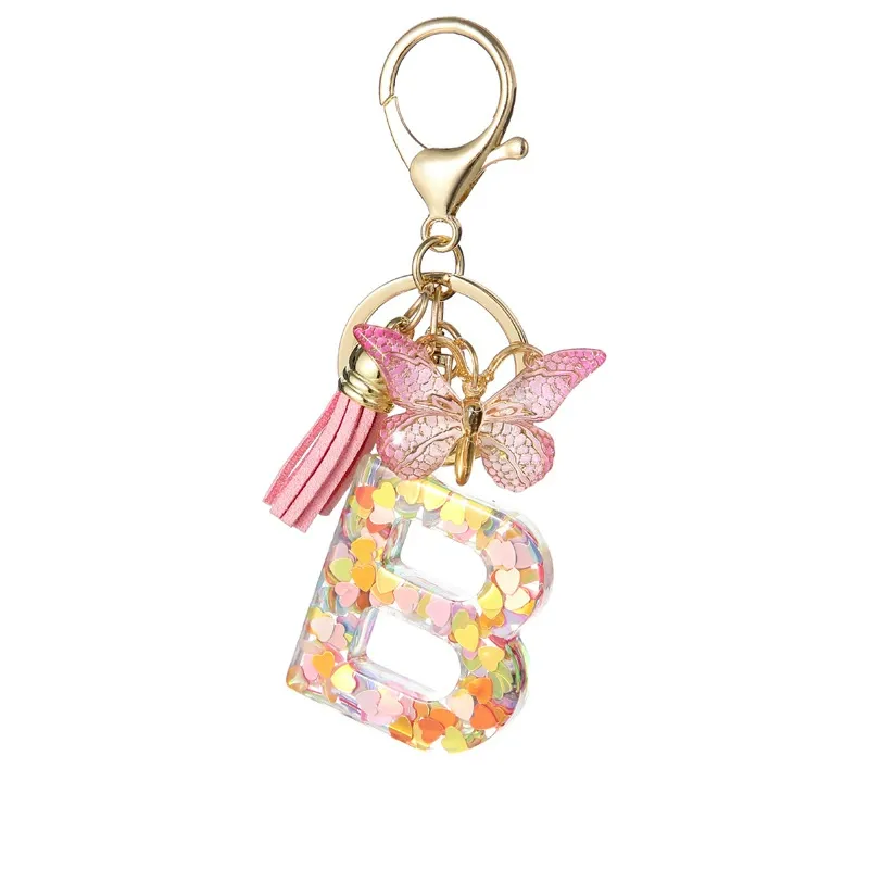Butterfly Letter Keychain Tassel Design Vibrant Durable Lightweight Gift