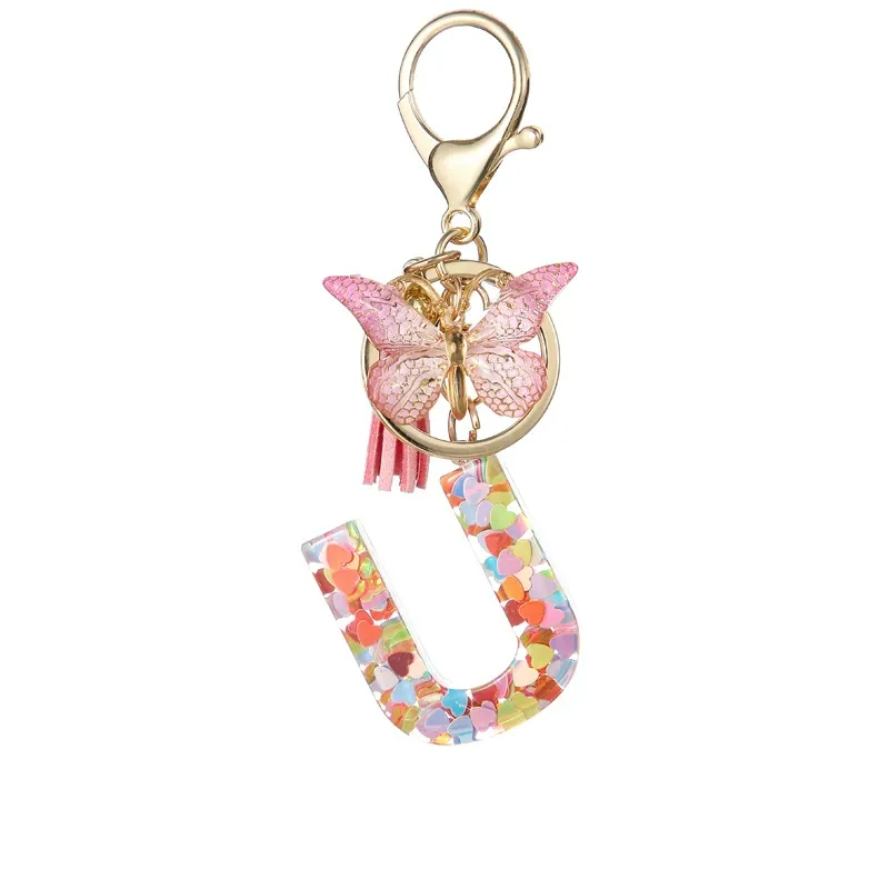 Butterfly Letter Keychain Tassel Design Vibrant Durable Lightweight Gift