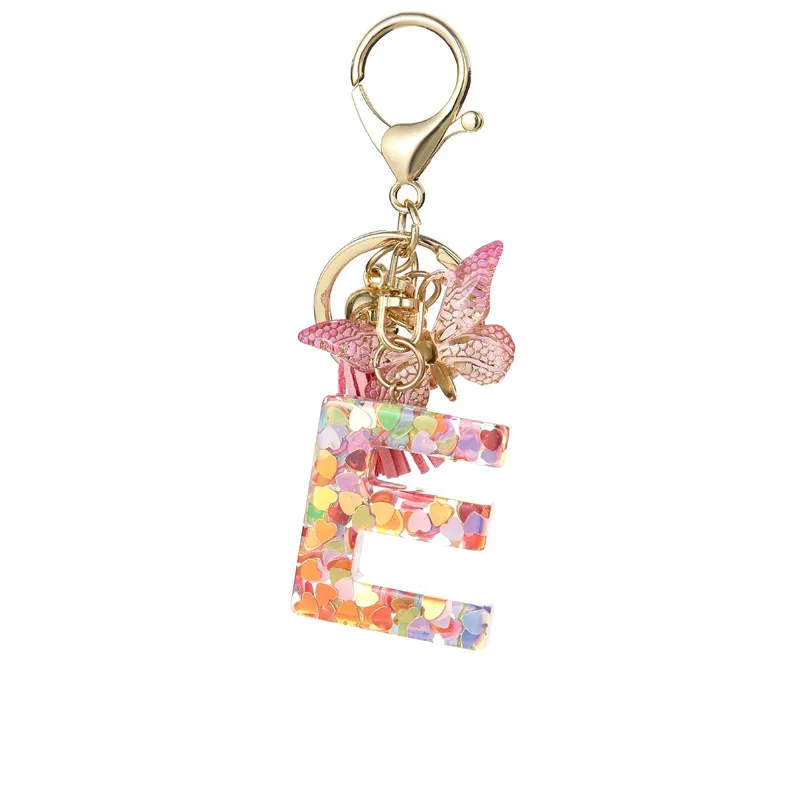 Butterfly Letter Keychain Tassel Design Vibrant Durable Lightweight Gift