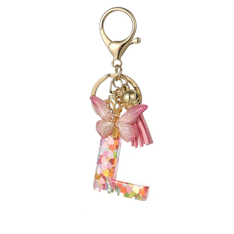 Butterfly Letter Keychain Tassel Design Vibrant Durable Lightweight Gift