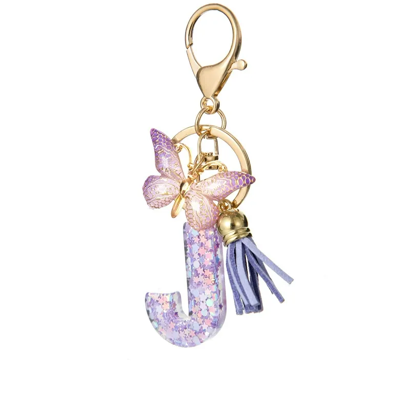 Butterfly Letter Keychain Tassel Design Vibrant Durable Lightweight Gift