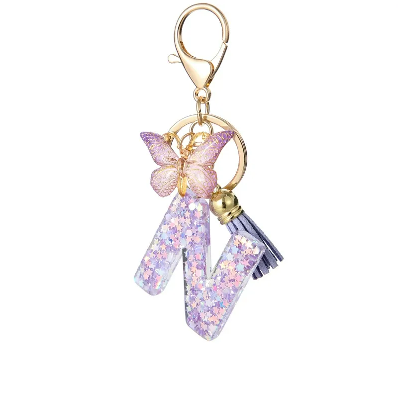 Butterfly Letter Keychain Tassel Design Vibrant Durable Lightweight Gift