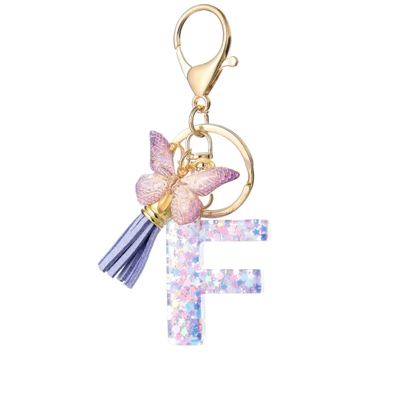 Butterfly Letter Keychain Tassel Design Vibrant Durable Lightweight Gift