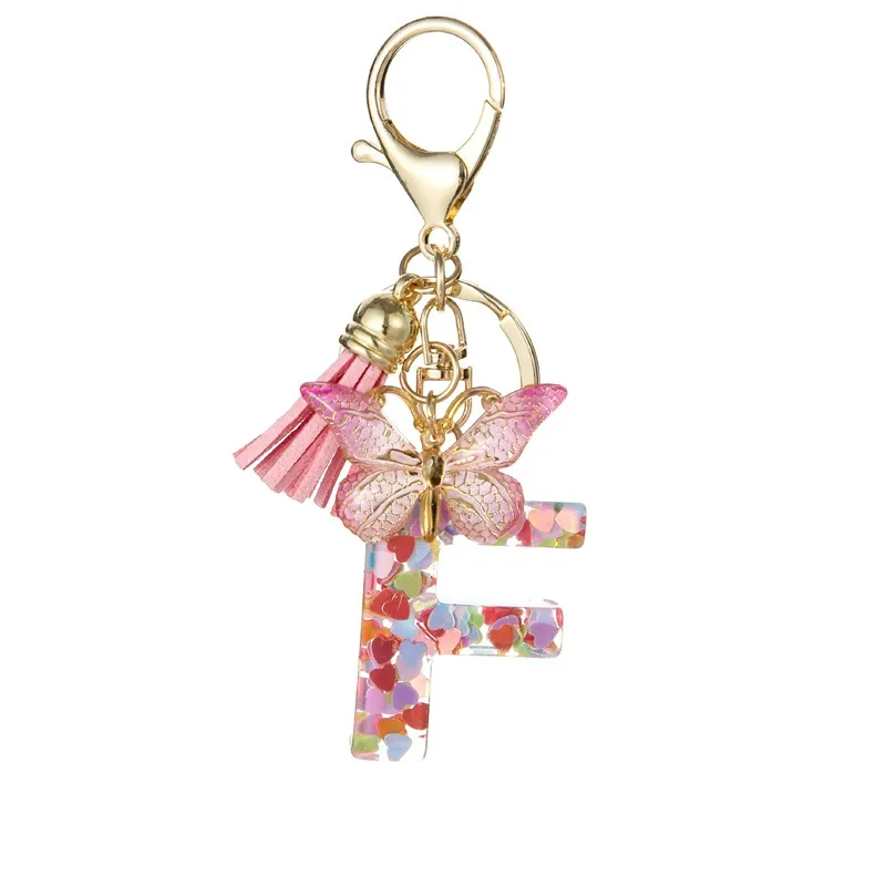 Butterfly Letter Keychain Tassel Design Vibrant Durable Lightweight Gift