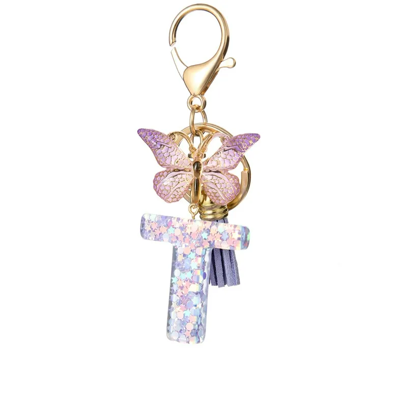 Butterfly Letter Keychain Tassel Design Vibrant Durable Lightweight Gift