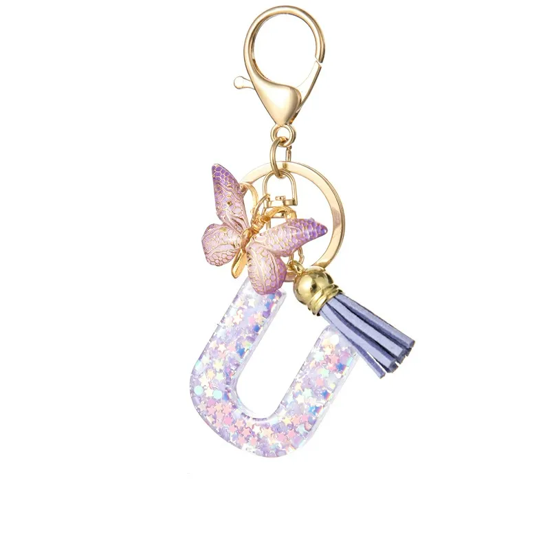 Butterfly Letter Keychain Tassel Design Vibrant Durable Lightweight Gift