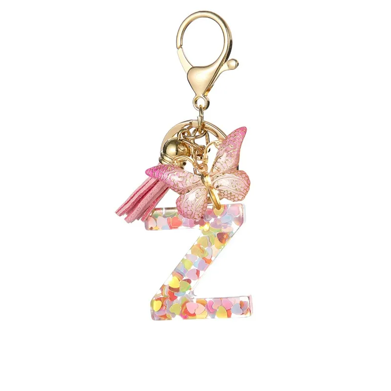 Butterfly Letter Keychain Tassel Design Vibrant Durable Lightweight Gift