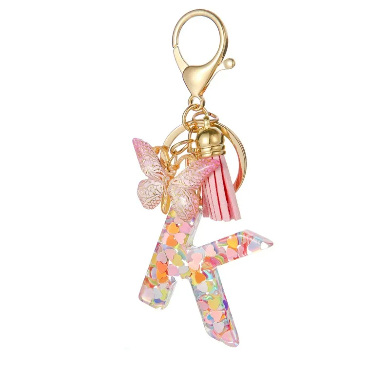 Butterfly Letter Keychain Tassel Design Vibrant Durable Lightweight Gift