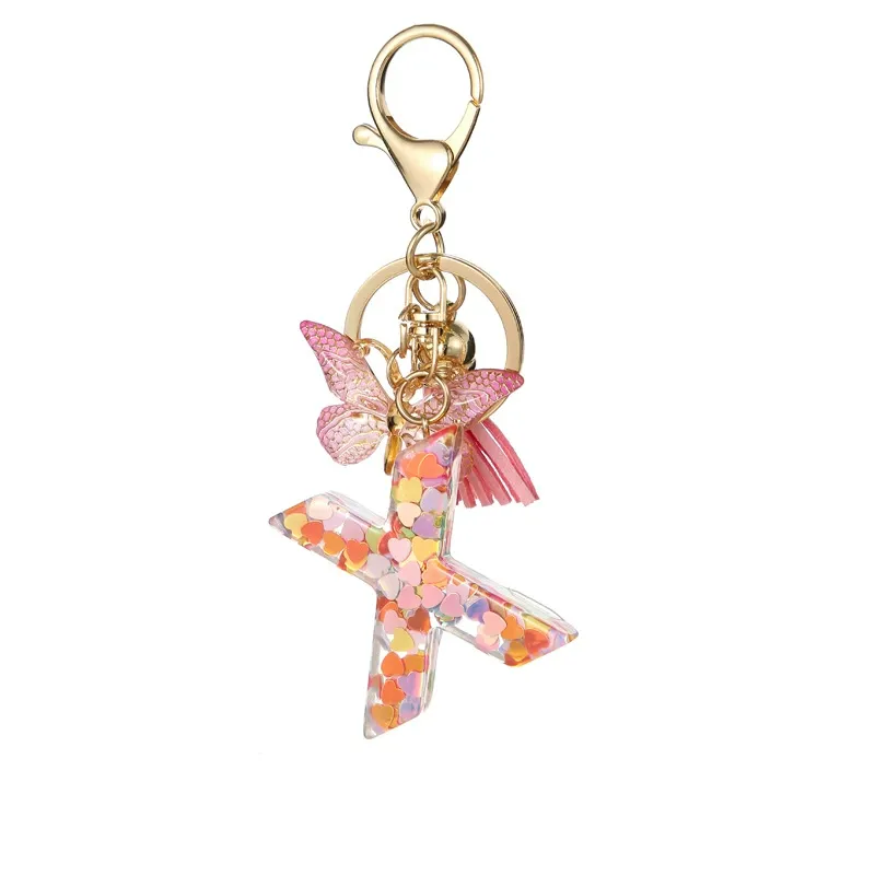 Butterfly Letter Keychain Tassel Design Vibrant Durable Lightweight Gift