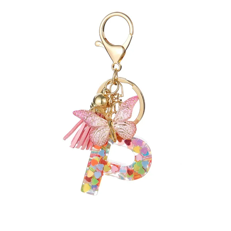 Butterfly Letter Keychain Tassel Design Vibrant Durable Lightweight Gift