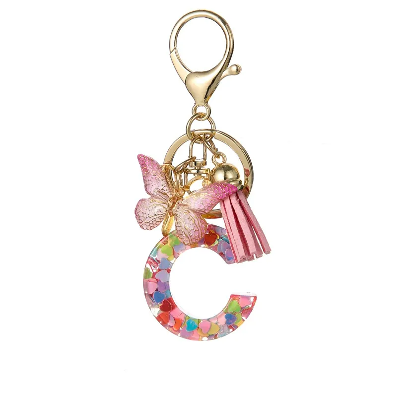 Butterfly Letter Keychain Tassel Design Vibrant Durable Lightweight Gift
