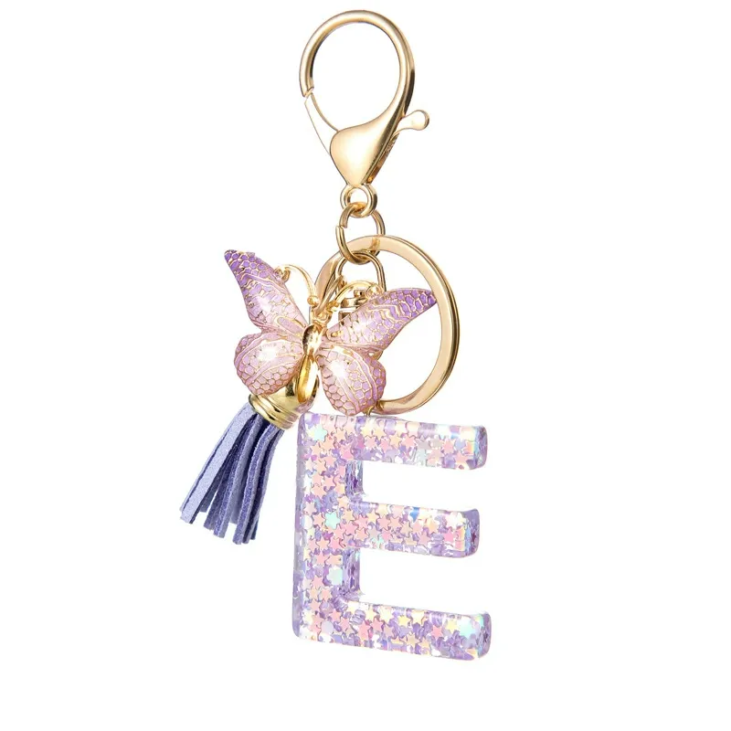 Butterfly Letter Keychain Tassel Design Vibrant Durable Lightweight Gift