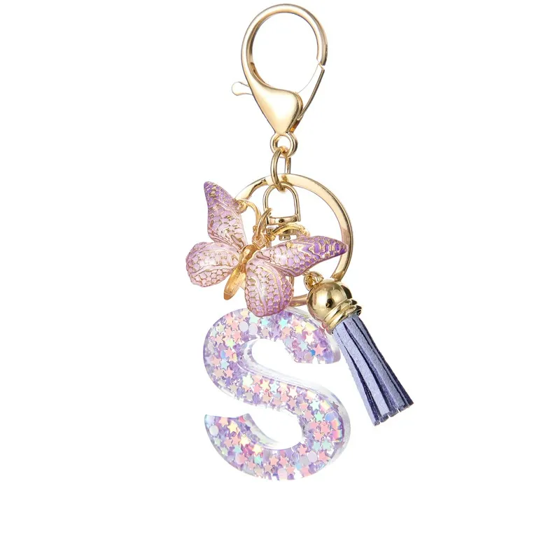 Butterfly Letter Keychain Tassel Design Vibrant Durable Lightweight Gift