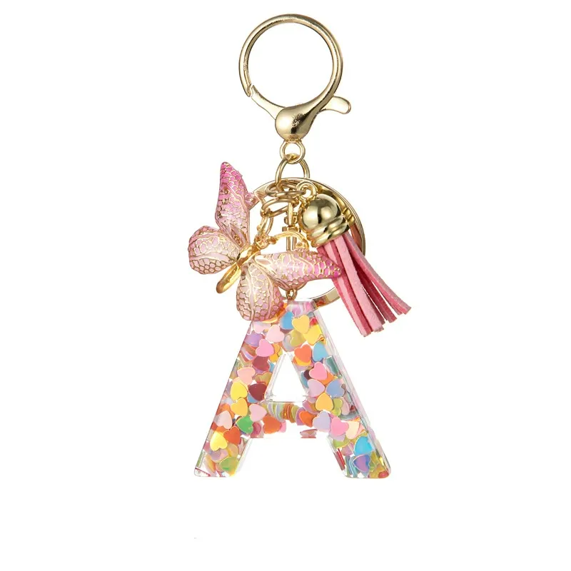 Butterfly Letter Keychain Tassel Design Vibrant Durable Lightweight Gift