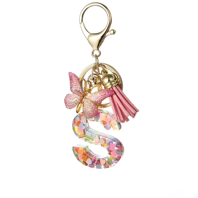 Butterfly Letter Keychain Tassel Design Vibrant Durable Lightweight Gift